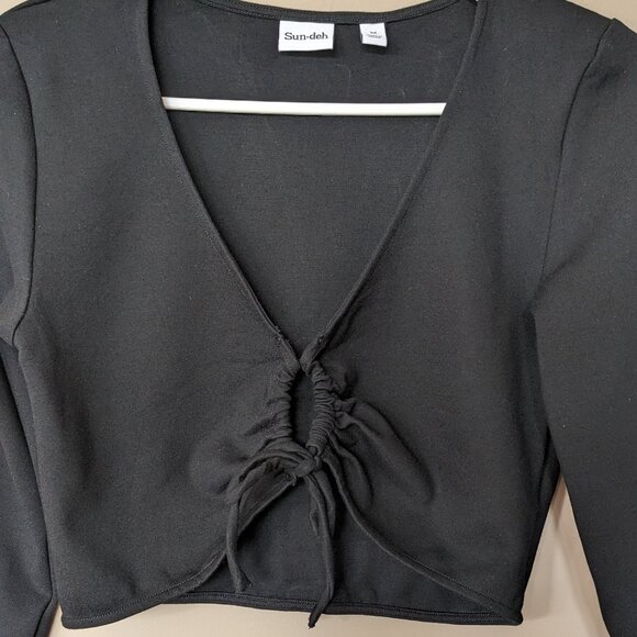 Aritzia Sun-deh Crop Top - Sunday Best Far Out V-neck Top with Cutout - Picture 3 of 11